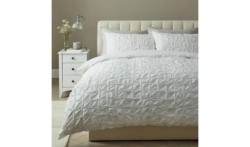 Argos Home Elastic Pintuck White Bedding Set