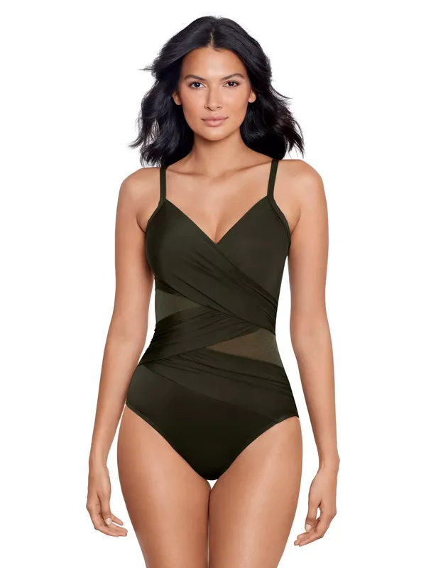 Miraclesuit Solid Mystique Swimsuit, Green Khaki