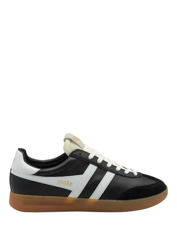 Gola Cyclone Leather Trainers, Black/White/Gum
