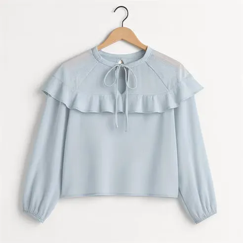 I Saw It First Long Sleeve Ruffle Blouse