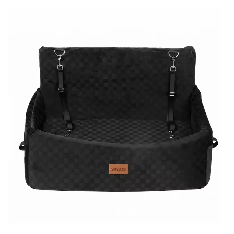 LEVEDE Skylos Large Dog Car Seat Booster Dual-Sided Plush Cool Bed Washable Black