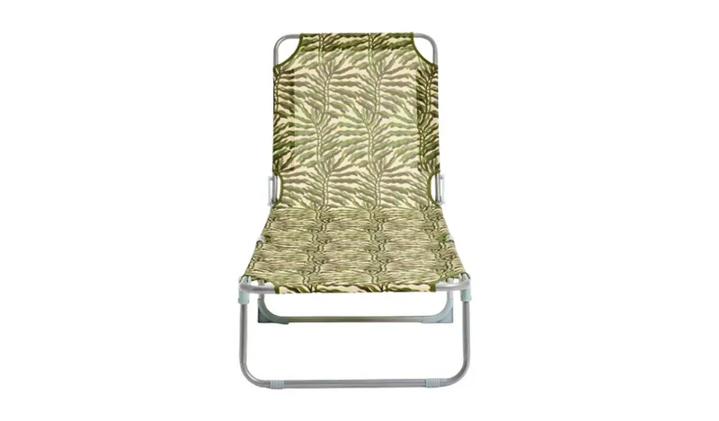 Habitat Leaf Print Folding Metal Sun Lounger - Green