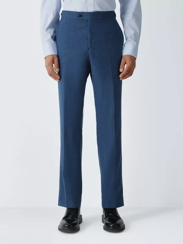 John Lewis J. Lewis Italian Premium Puppytooth Wool Blend Regular Fit Suit Trousers, Blue Check