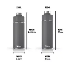 NINJA Thirsti Travel Water Bottle - Grey, 700 ml