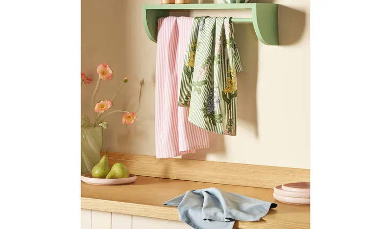 Argos Home Floral Stripe Pack of 3 Tea Towels