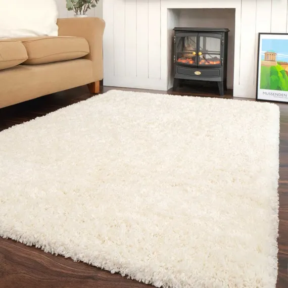 Super Soft Cream Shaggy Living Area Rug - Cream / 150 x 80cm