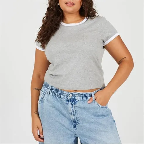 Brave Soul Plus Size Short Sleeve Chest Pocket T-shit with Contrast Neck and Sleeve Rib