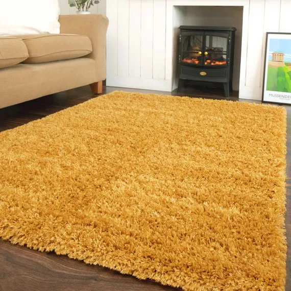 Super Soft Shaggy Living Area Rug - Ochre / 170 x 120cm