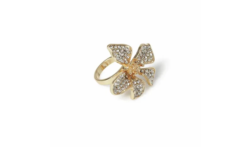 Freedom Gold Crystal Open Flower Ring