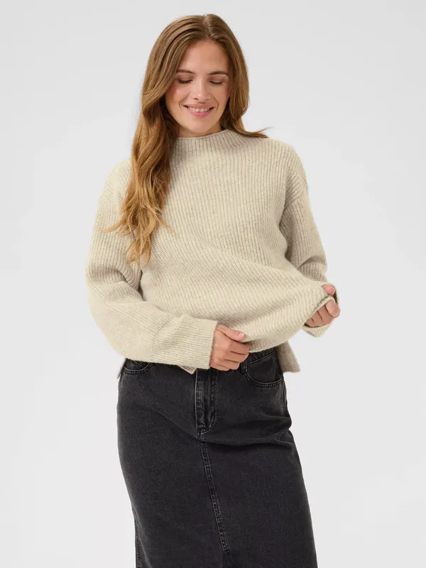 KAFFE Elina Textured Jumper, Feather Gray Melange