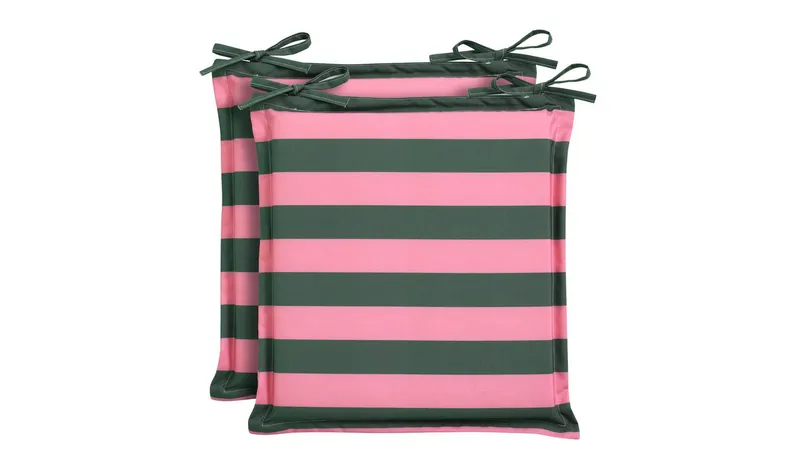 Habitat Stripe Outdoor Garden 2 Seat Cushions - Pink & Green