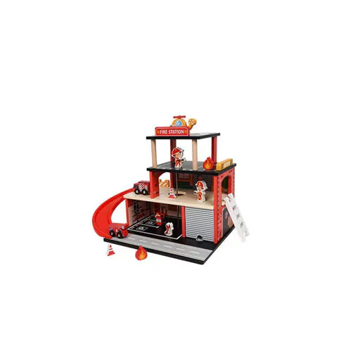 Tooky Toy Toooky Wooden Fire Station Playset