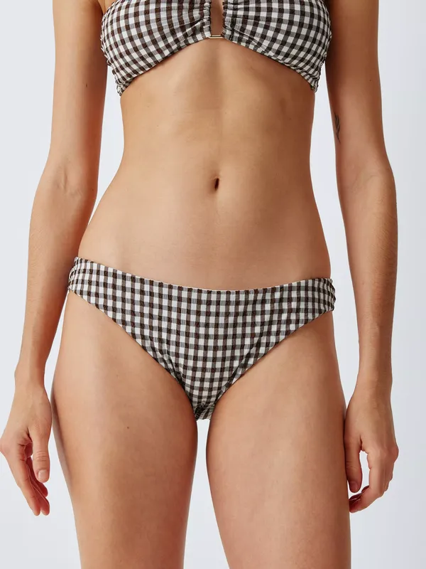 John Lewis Gingham Bikini Bottoms, Chocolate