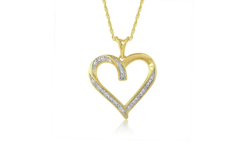 Revere 9ct Gold Plated Diamond Heart Pendant Necklace