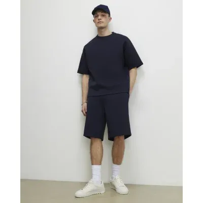 Navy Oversized Premium Cotton Blend T-Shirt