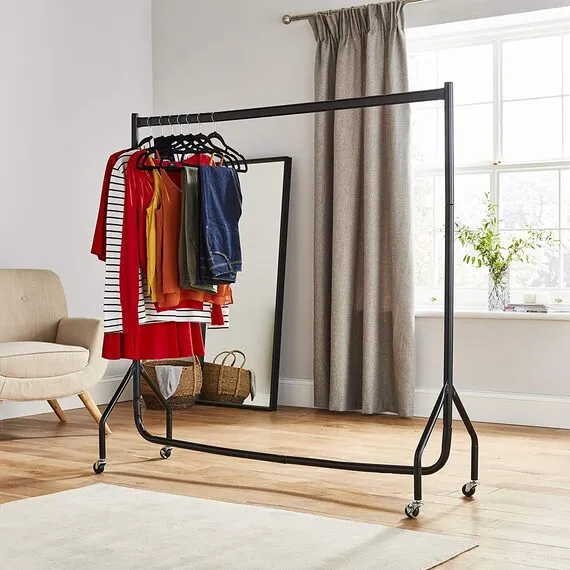 House of Home Heavy Duty Clothes Rail With Wheels 4 Sizes Black - Black / 150cm