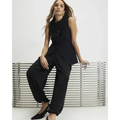 Black Tailored Longline Waistcoat