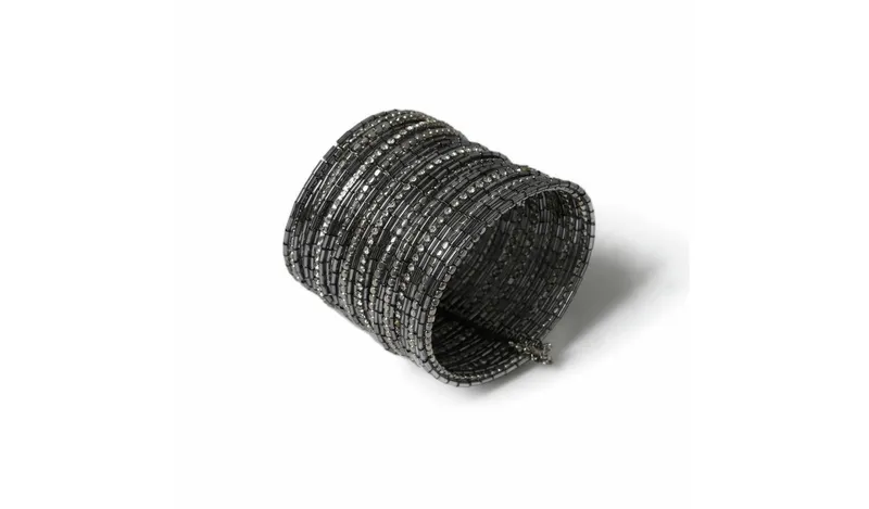 Freedom Silver Mega Cuff Rhinestone Bracelet