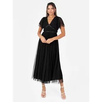 Anaya With Love Recycled Black Ribbon Detail Midi Dress