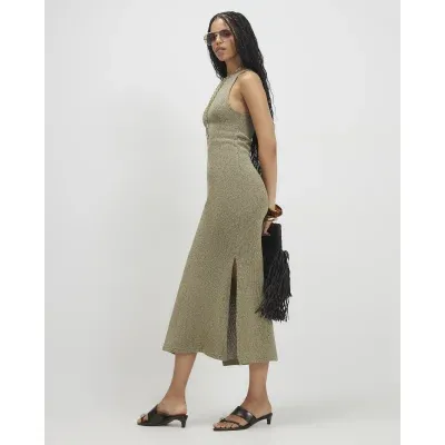Green Textured Midi Dress