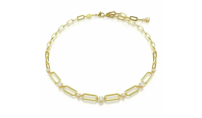 Swarovski Gold Tone Plated Constella Link Chain Necklace
