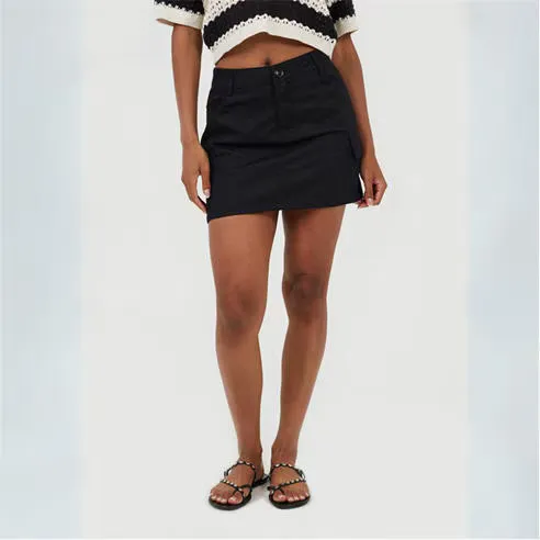 Brave Soul Womens Denim Mini Skirt with Cargo Pockets