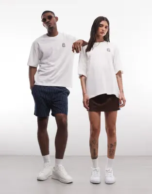 patch logo t-shirt in off-white  - Exclusive to ASOS