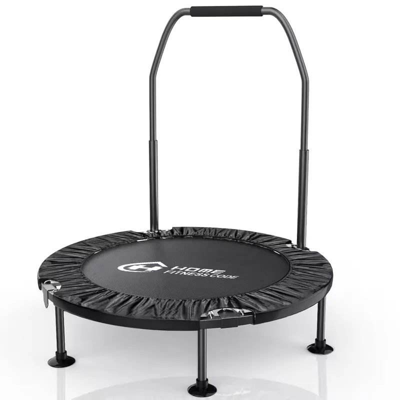 HOMEFITNESSCODE 40-Inch Folding Trampoline with Adjustable Handle & Suction Feet