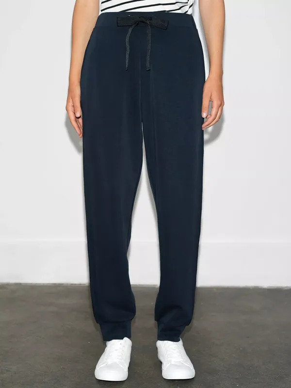 French Connection Wren Side Trim Tie Waist Trousers, Navy/Black