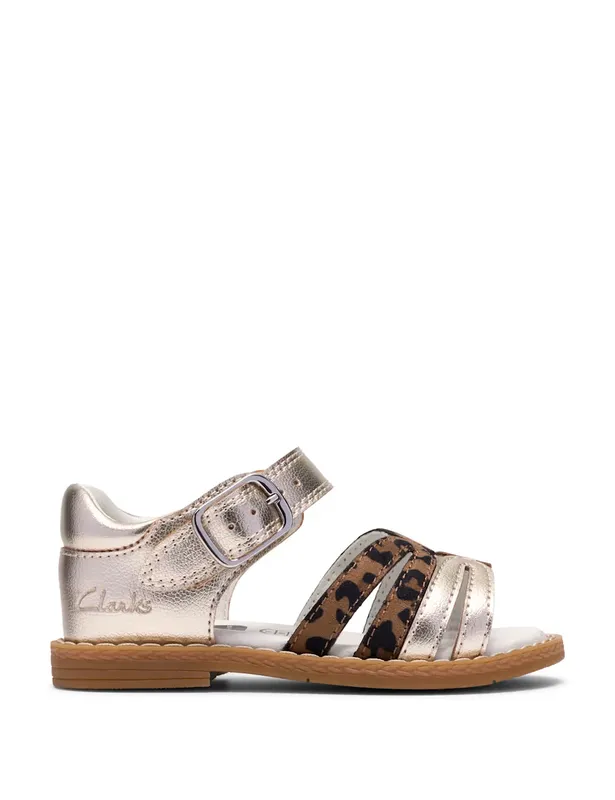 Clarks Luana Leopard Print Sandals (4-6 Small)