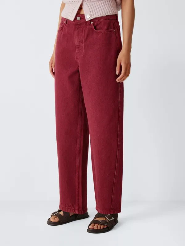 AND/OR Barrel Leg Jeans, Burgundy