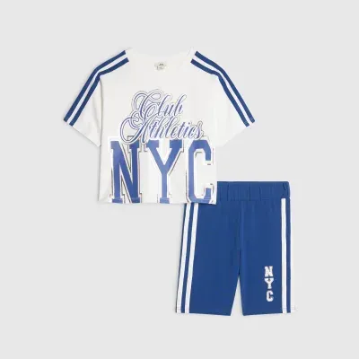 Girls White Cycling Shorts Set