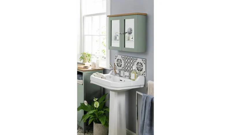 Argos Home Livingston Double Mirrored Wall Cabinet - Green
