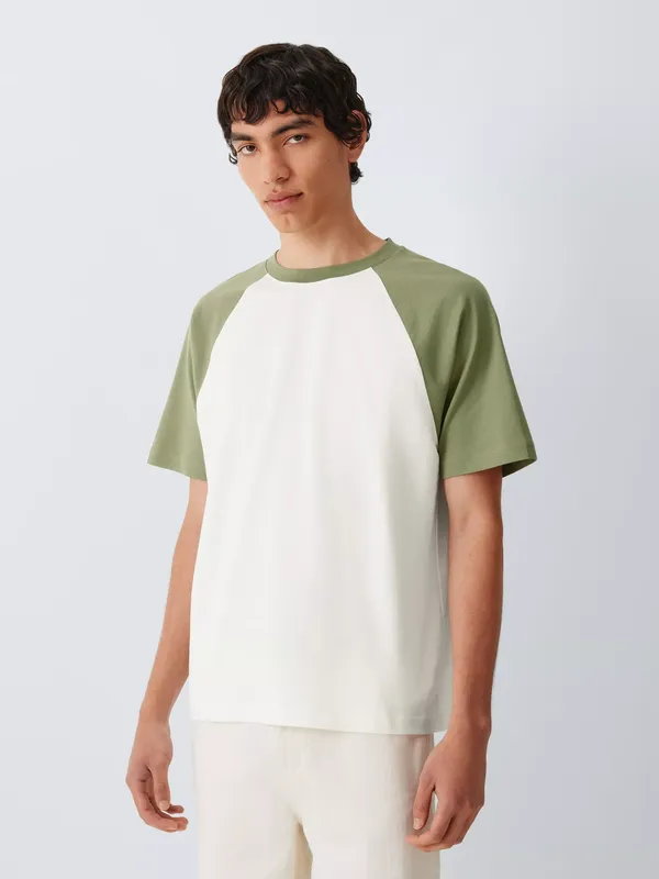 John Lewis Contrast Short Raglan Sleeve Cotton T-Shirt