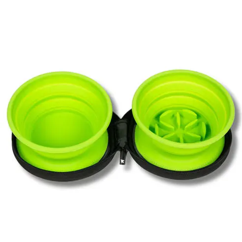 Kiwi Walker Double Travel Bowl With Slow Feeder