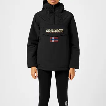 Napapijri Women's Rainforest Water Resistant Hooded Cropped Long Sleeve Rain Anorak