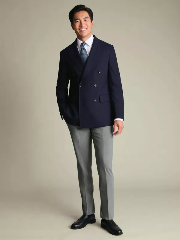 Charles Tyrwhitt Slim Fit Double Breasted Wool Blend Blazer, Navy