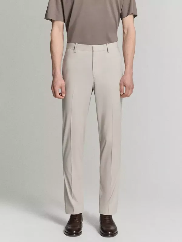 Mango Lightweight Slim Fit Trousers, Raw