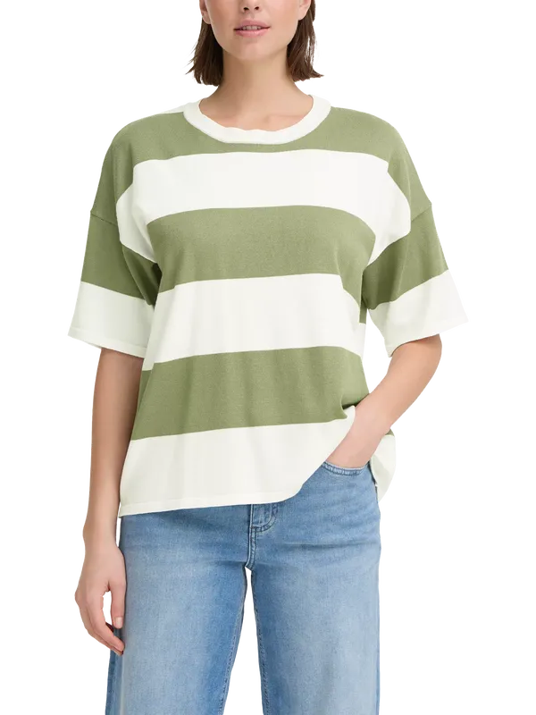 ICHI Luls Stripe Short Sleeve Jumper