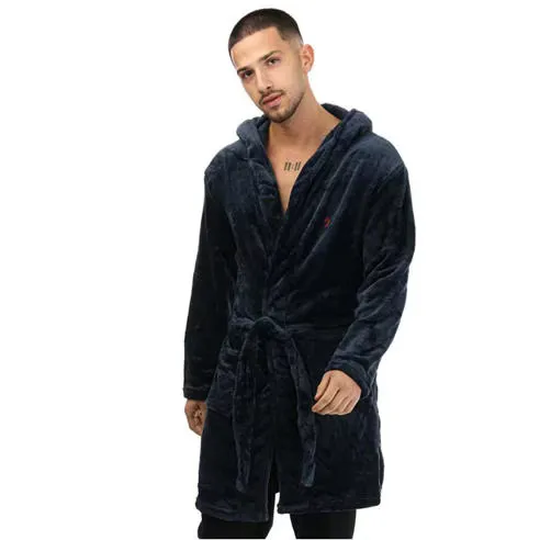 Farah Men's Frazier Hooded Navy Dressing Gown