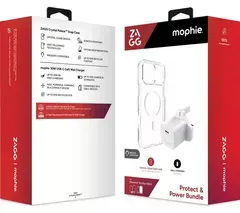 ZAGG Crystal Palace Snap iPhone 17 Pro Max Clear Case & Mophie 30 W USB Type-C Wall Charger Bundle