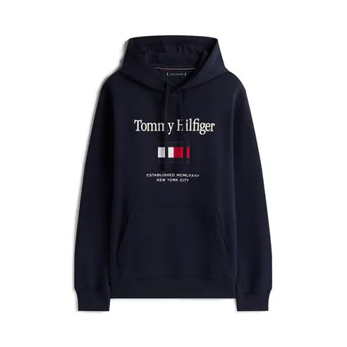 Tommy Hilfiger Men's Embro Flag Pull Over Hoodie