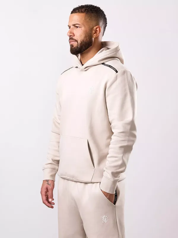Gym King Cotton Blend Taped Fleece Hoodie, Light Stone