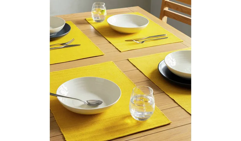 Habitat Ribbed Set of 4 Placemats - Mustard