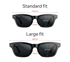 META GLASSES Audio Burbank AI Glasses - Shiny Black with Grey Transitions Lenses, Large