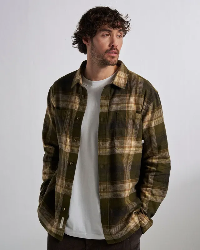 Passenger Clothing Backcountry Check Shirt - Dark Olive Check