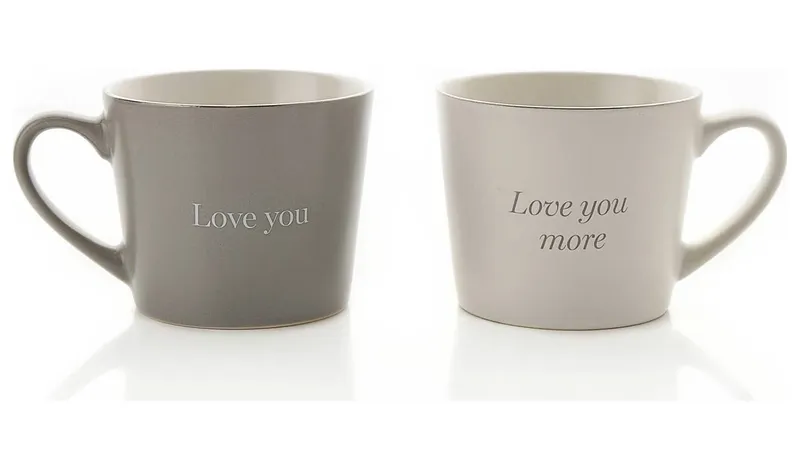Amore Set of 2 Love Mugs - Grey & White