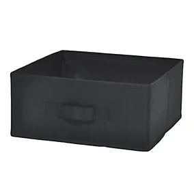 GoodHome Mixxit Black Cardboard, polyester (PES) & polypropylene (PP) Foldable Storage basket (H)14cm (W)31cm