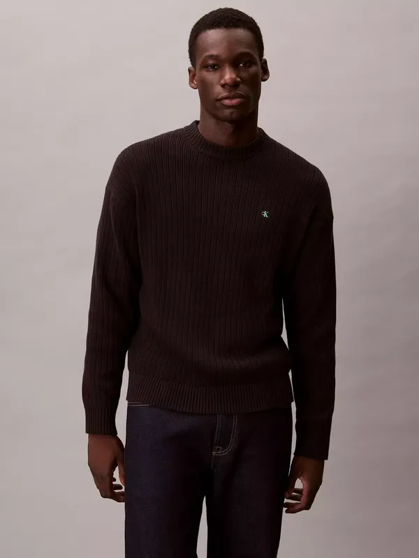 Calvin Klein Ribbed Cotton Monogram Knit Jumper