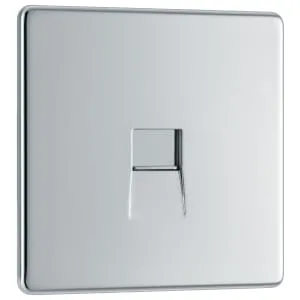 BG Screwless Flat Plate Screw Type Single Master Telephone Socket - Polished Chrome